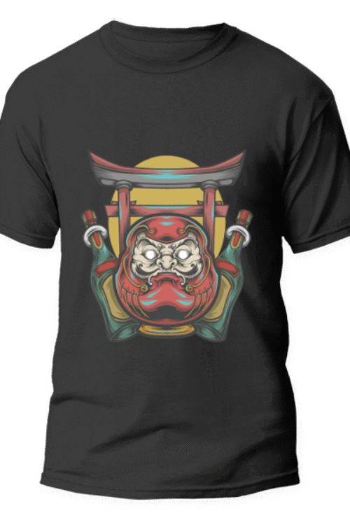 Daruma Japanese Tshirt Black