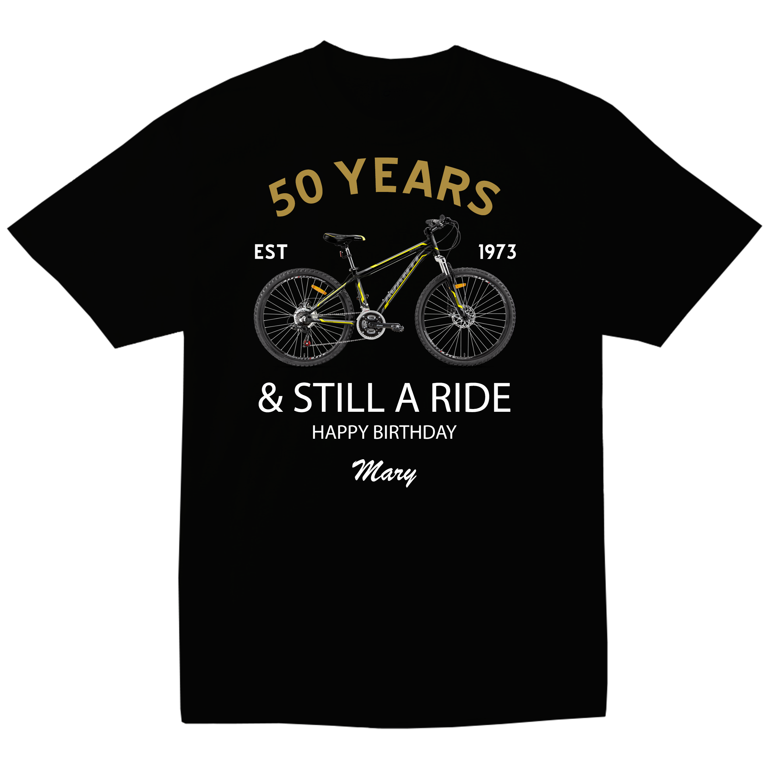 50 Years and still a Ride Birthday & Wedding Anniversary Gift T-Shirt- Personalised Tee