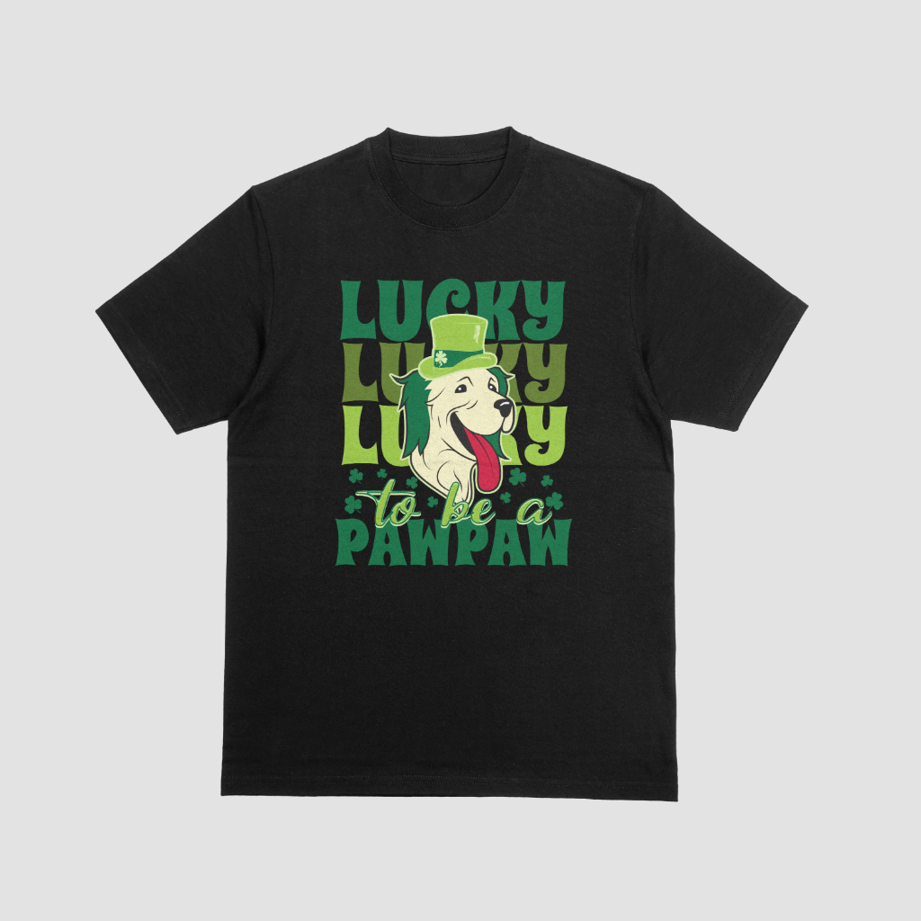 Lucky to be a Paw Paw St patrick day T-shirt Dog Lover Tshirt - Image 2
