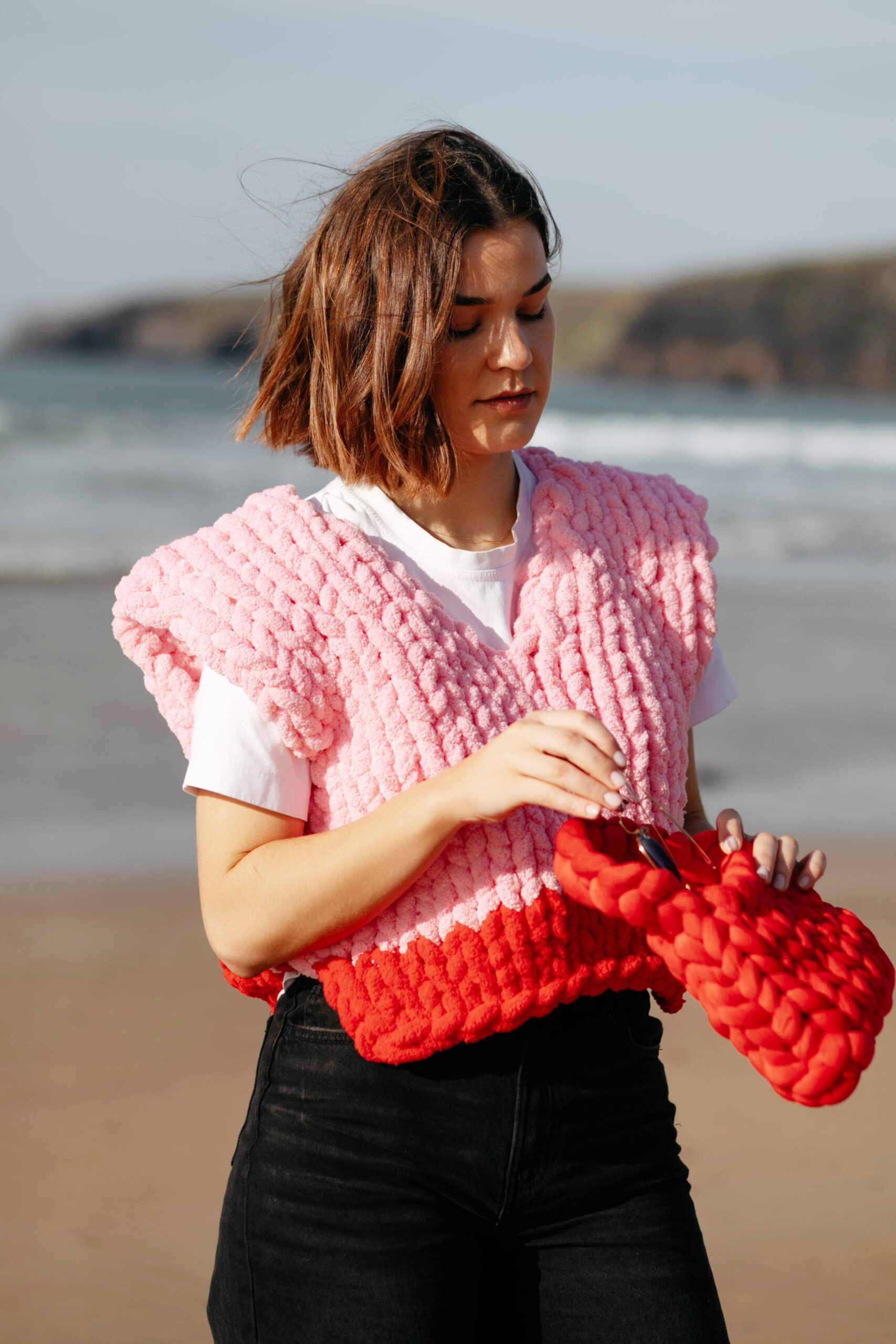 Chunky Knit Red Bag