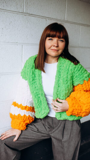 Orange Chunky Knit Cardigan