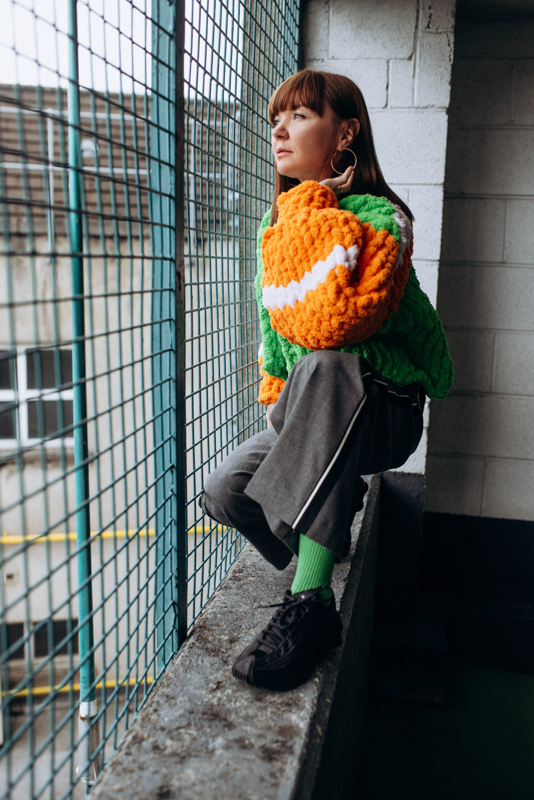 Orange Chunky Knit Cardigan - Image 5