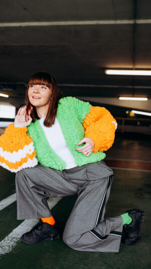 Orange Chunky Knit Cardigan