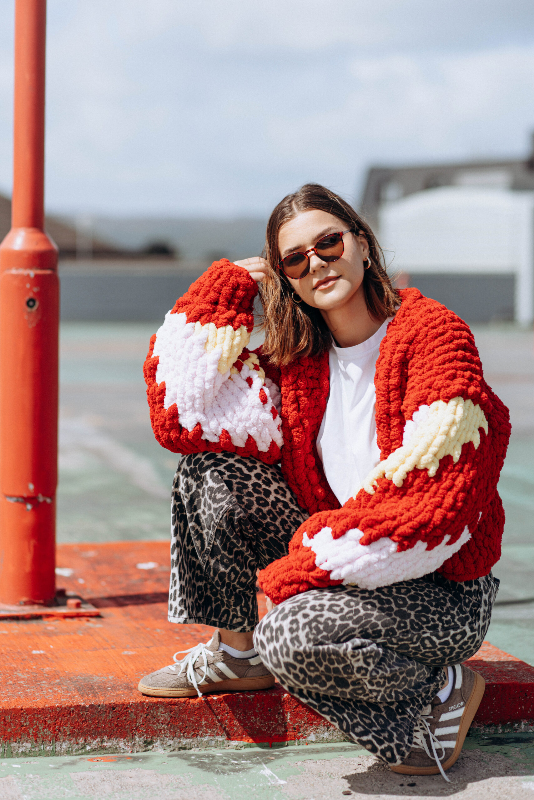 Chunky Knit Red Cardigan - Image 2
