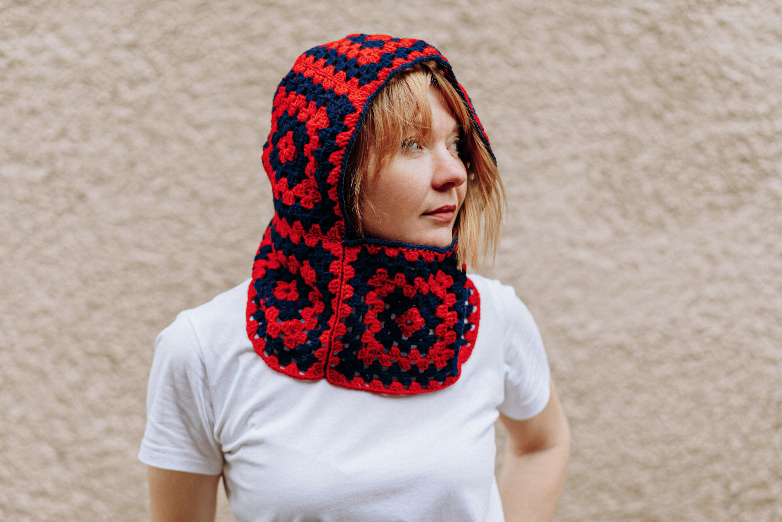 Hand-Crocheted Two-Tone Balaclava Hood - Image 2