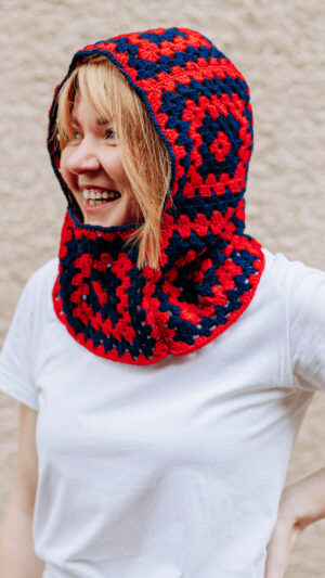 Hand-Crocheted Two-Tone Balaclava Hood