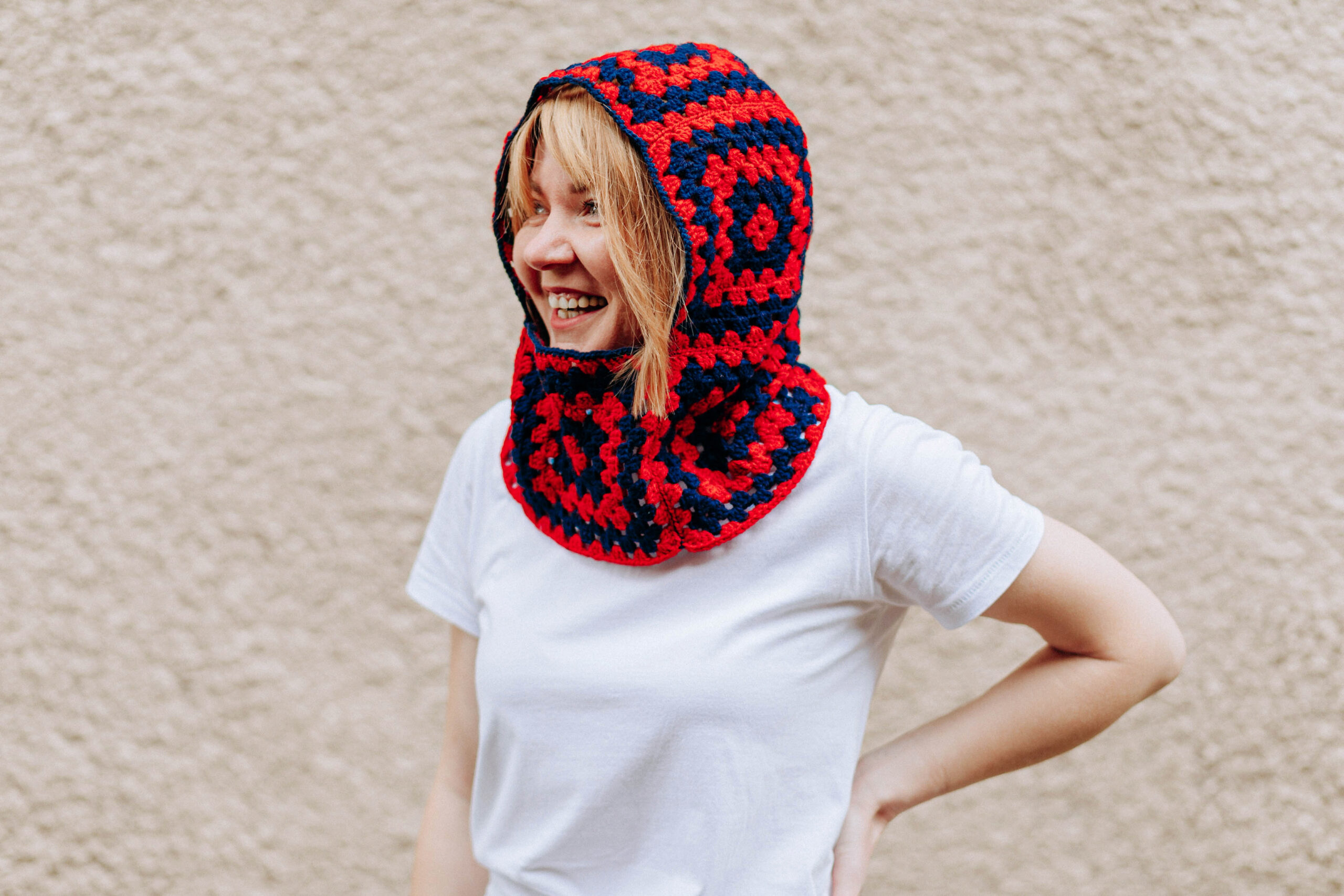 Hand-Crocheted Two-Tone Balaclava Hood