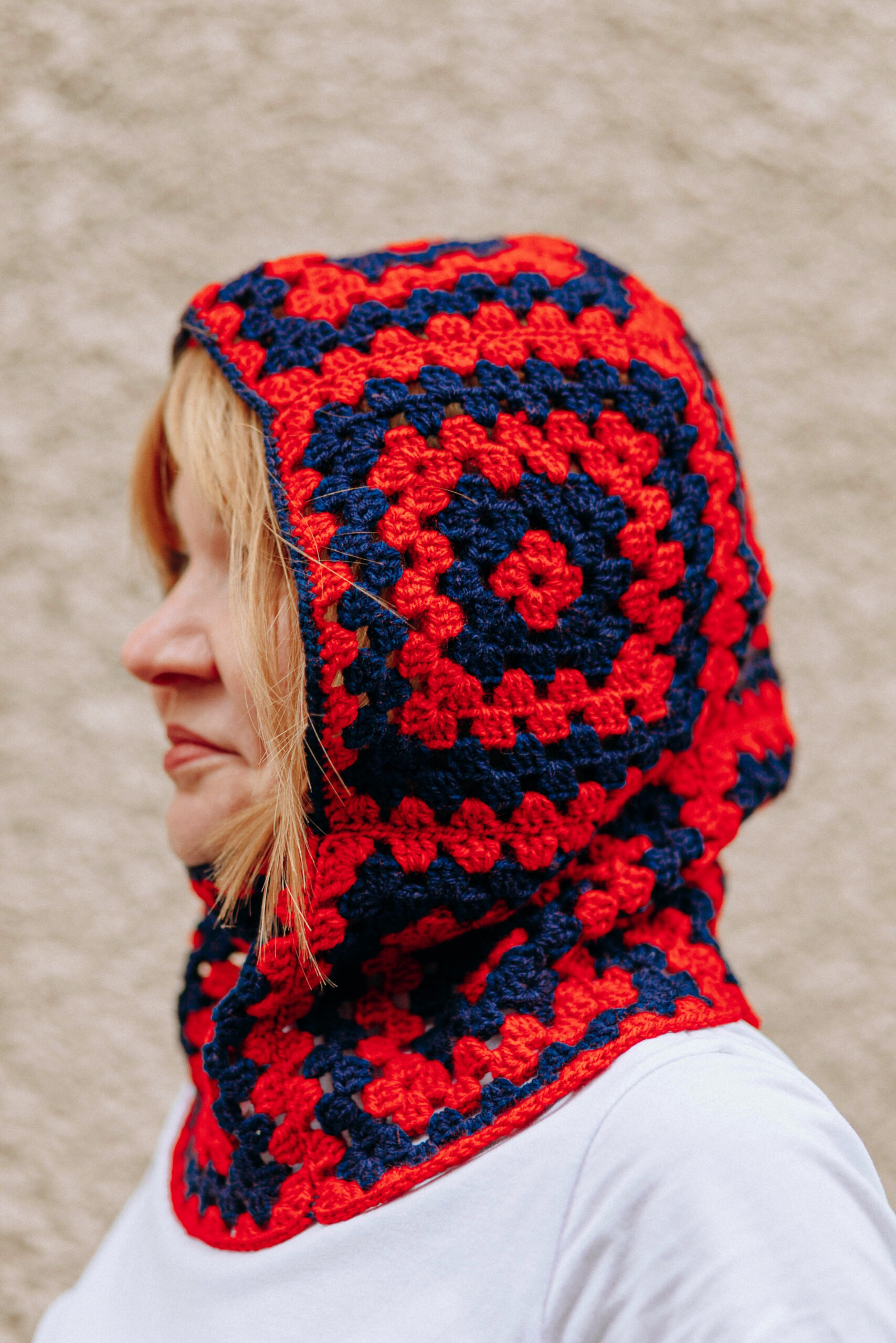 Hand-Crocheted Two-Tone Balaclava Hood - Image 6