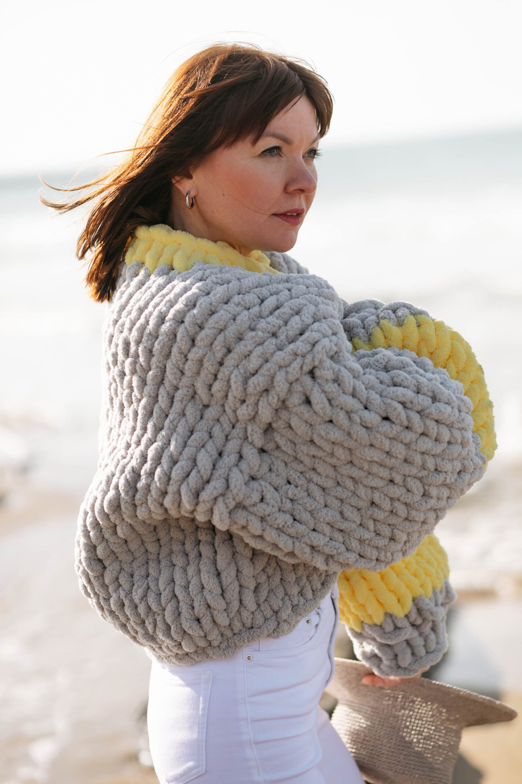 Chunky Knit Grey Cardigan - Image 6