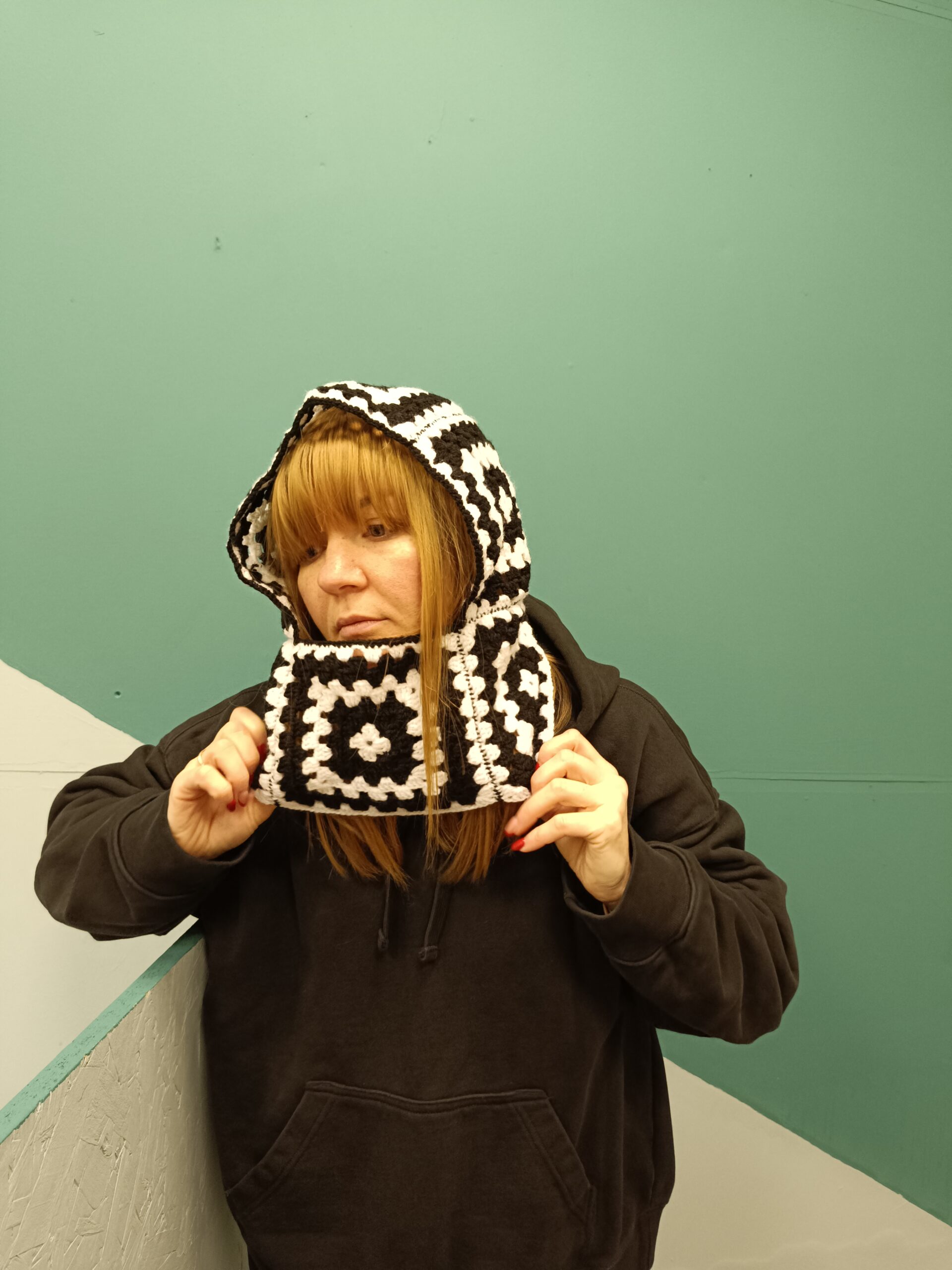 Hand-Crocheted Two-Tone Balaclava Hood - Image 5