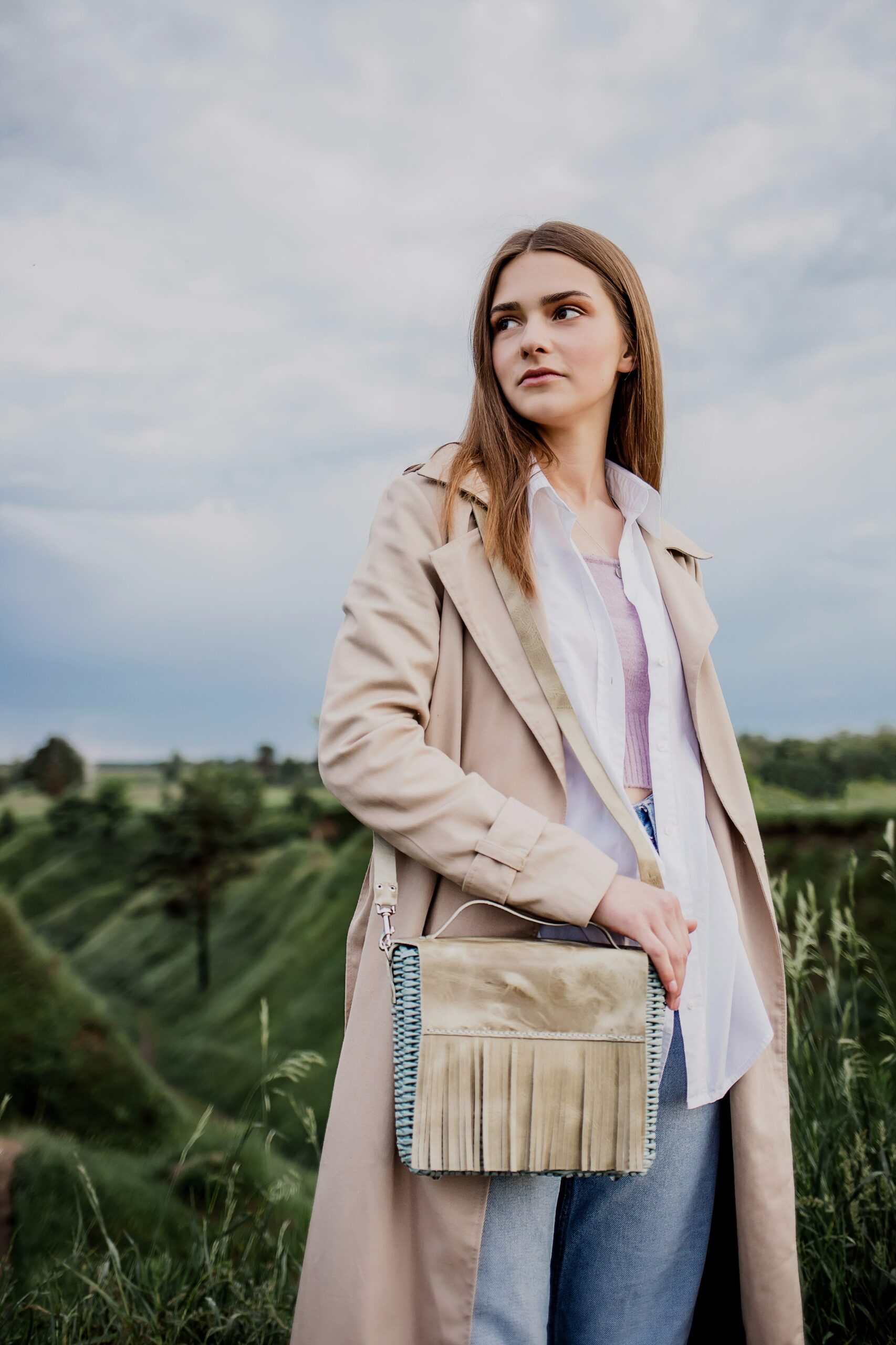 Woven Upcycled & Leather Crossbody Bag - Image 4