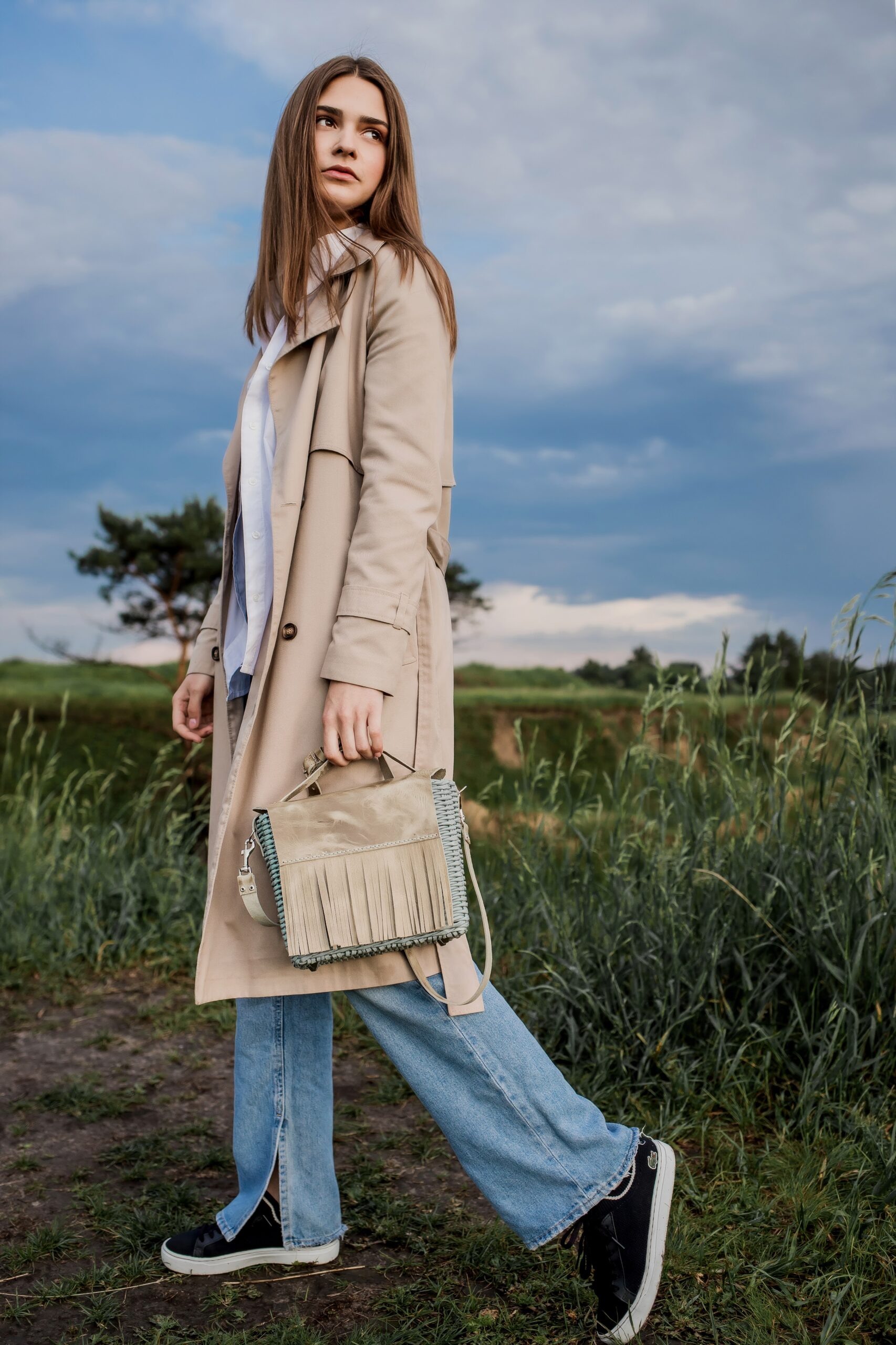 Woven Upcycled & Leather Crossbody Bag - Image 2
