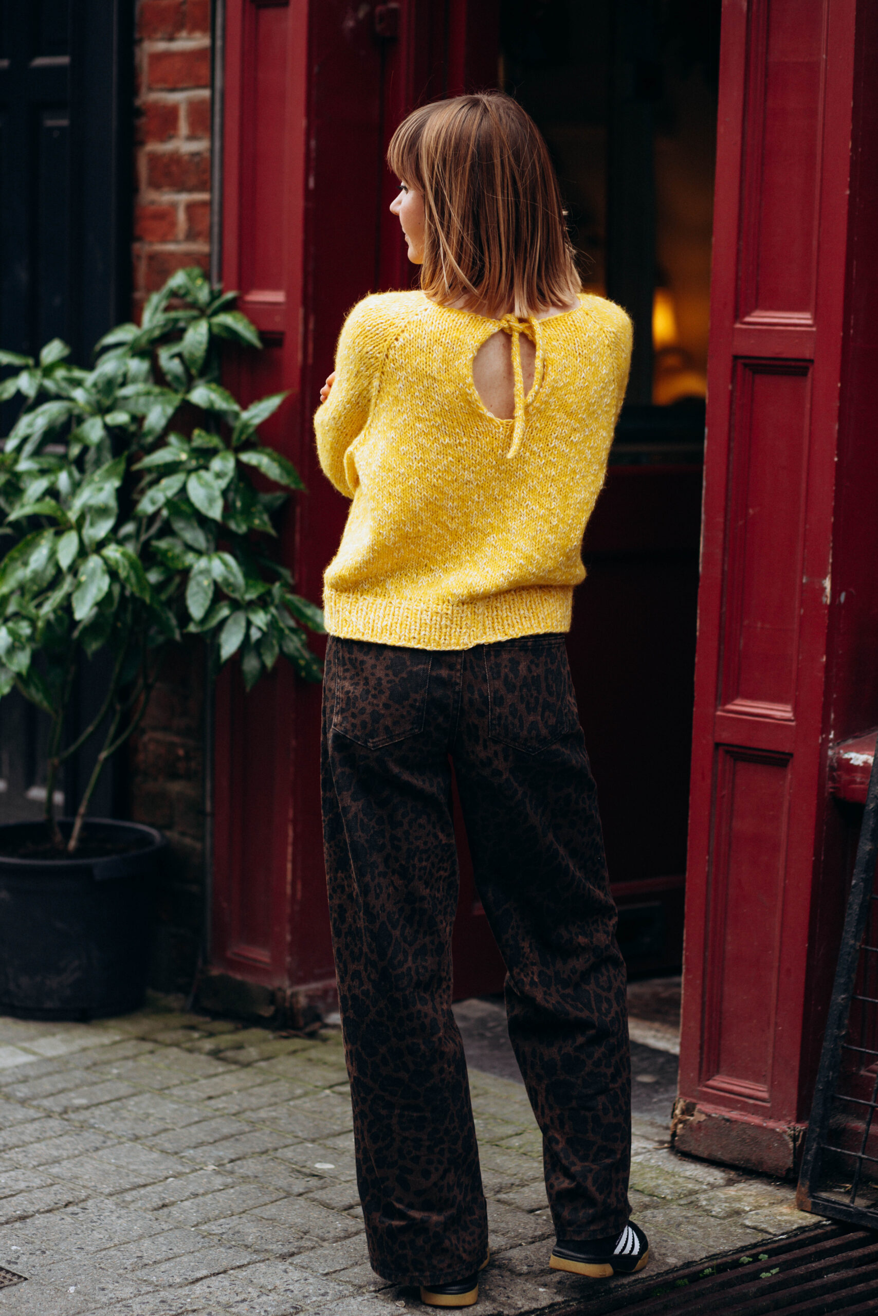 Hand-Knitted Sunny Yellow Sweater with Open Back Detail - Image 4