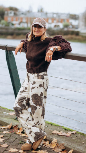 Chunky Hand-Knit Sweater with Statement Sleeves